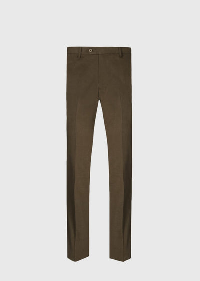 Paul Stuart Suede Trimmed Brushed Cotton Trouser - Chocolate Brown - Trouser