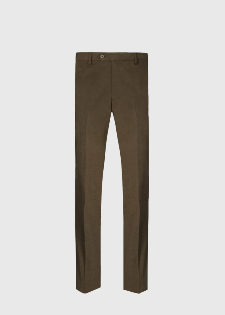 Paul Stuart Suede Trimmed Brushed Cotton Trouser - Chocolate Brown - Trouser