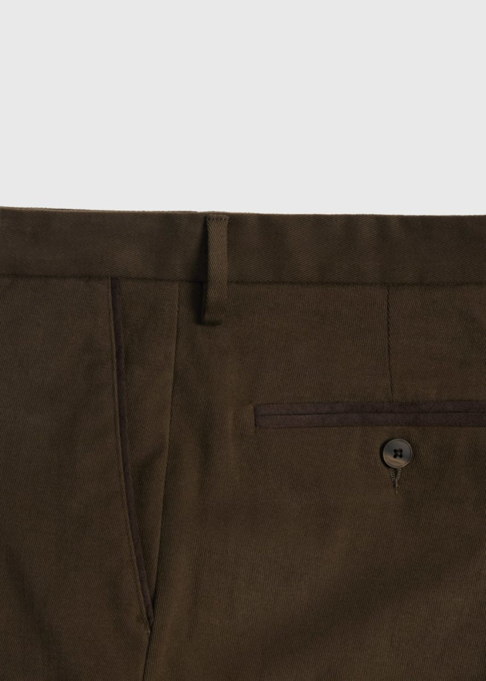 Paul Stuart Suede Trimmed Brushed Cotton Trouser - Chocolate Brown - Trouser