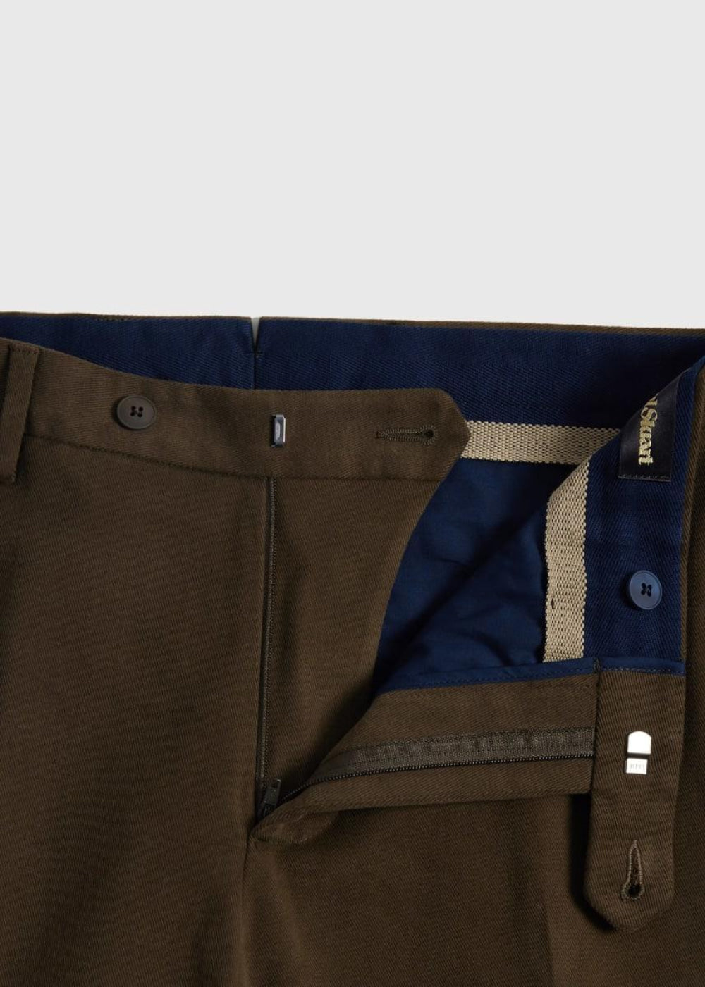 Paul Stuart Suede Trimmed Brushed Cotton Trouser - Chocolate Brown - Trouser