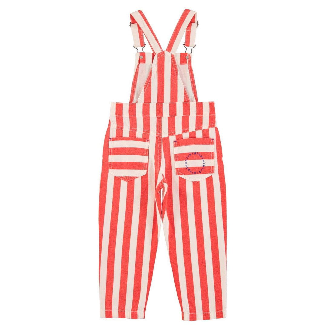 Dungarees | White & Red Stripes w/ "eighties" Print