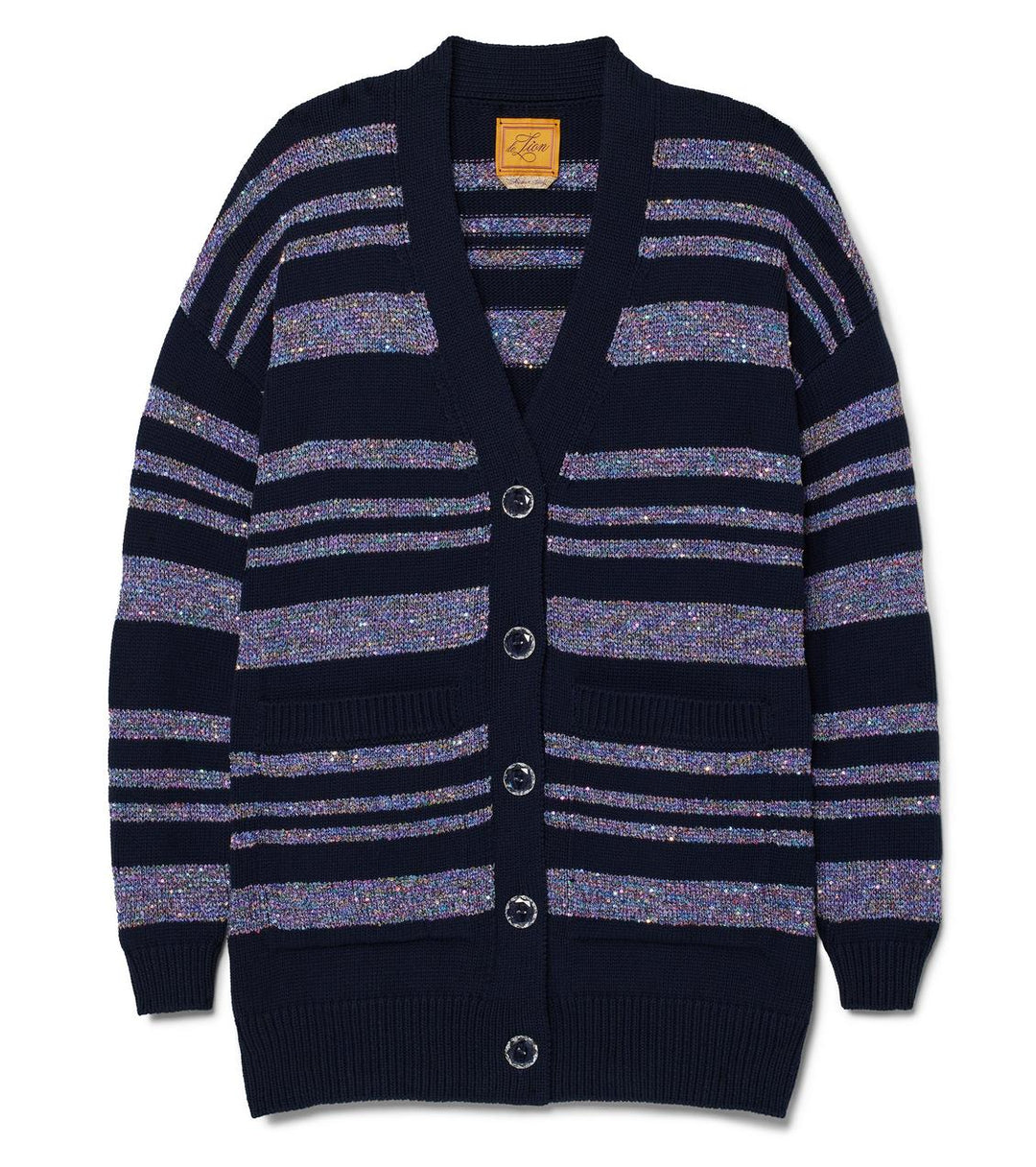 Sparkle Stripe Lizzie Cardigan - Navy