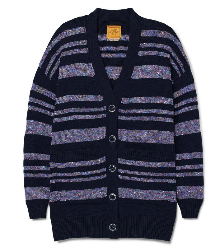 Sparkle Stripe Lizzie Cardigan - Navy