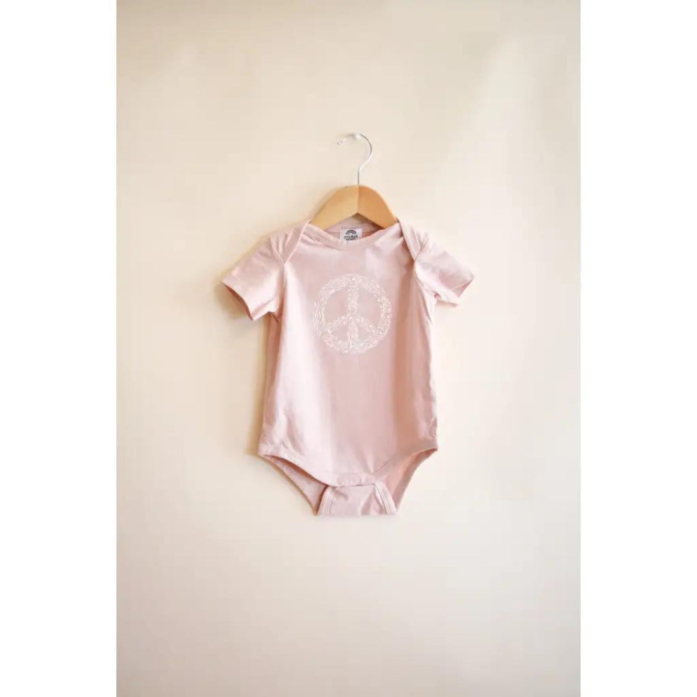 Peace Floral Organic Cotton Baby Bodysuit - Rose Dust - Bodysuit