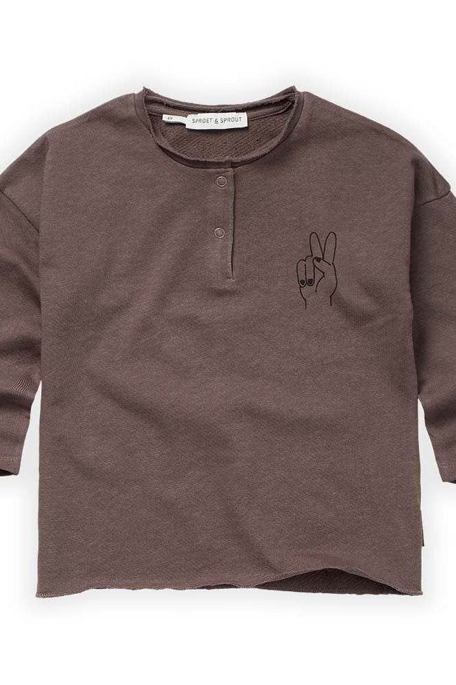 Peace Hands Solid Grandad Tee Shirt - Wood - FINAL SALE - T-shirt