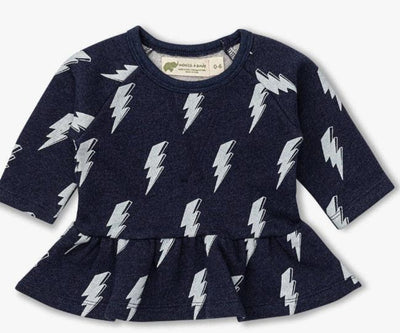Peplum Sweatshirt - Lightning Power - 0-6m - Crewneck Sweatshirt