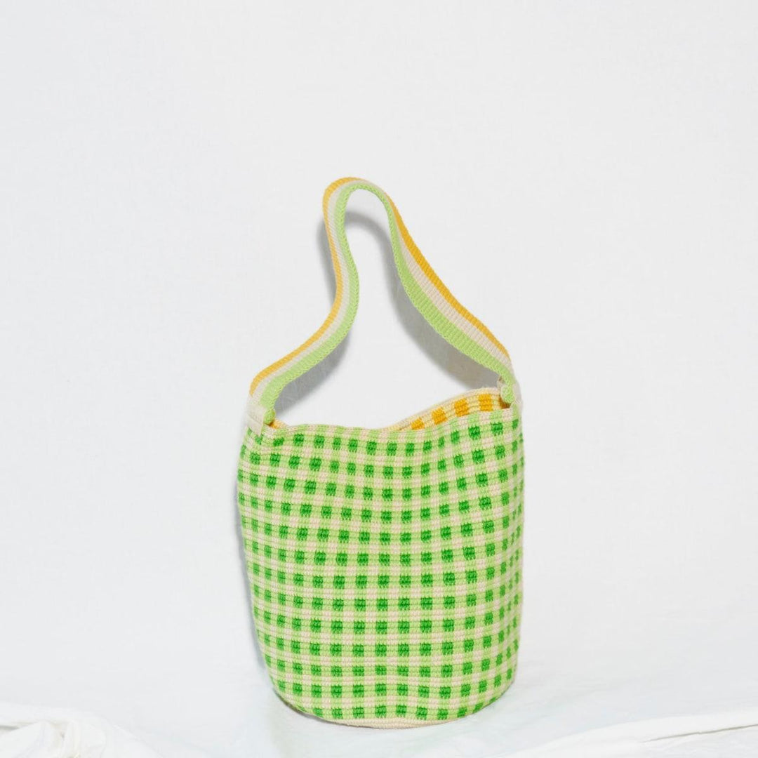 Bucket Bag - Green & Yellow Gingham