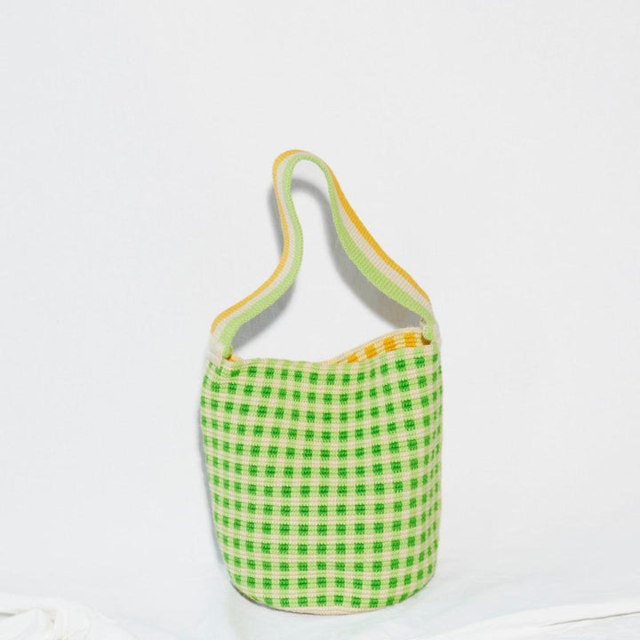 Bucket Bag - Green & Yellow Gingham
