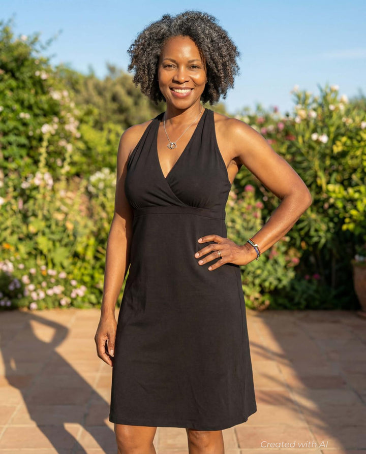 Perfect Black Crossover Front Dress - Black - Dresses