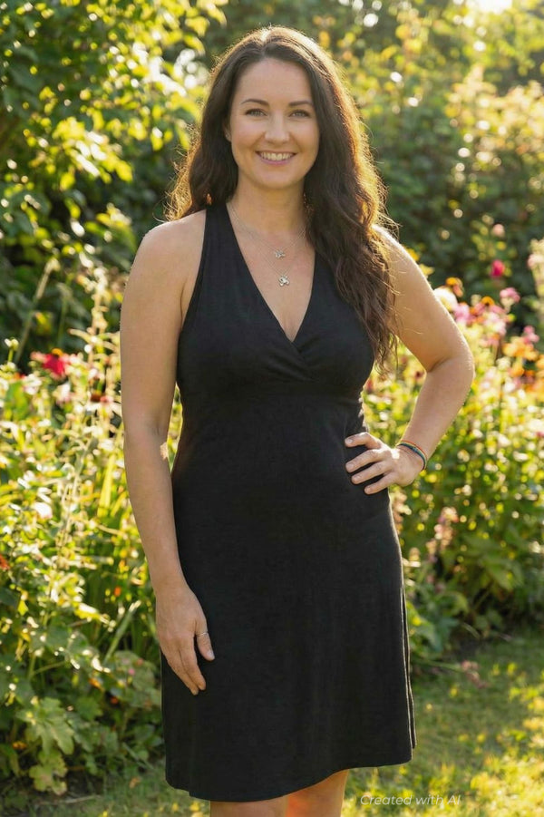 Perfect Black Crossover Front Dress - Black - Dresses