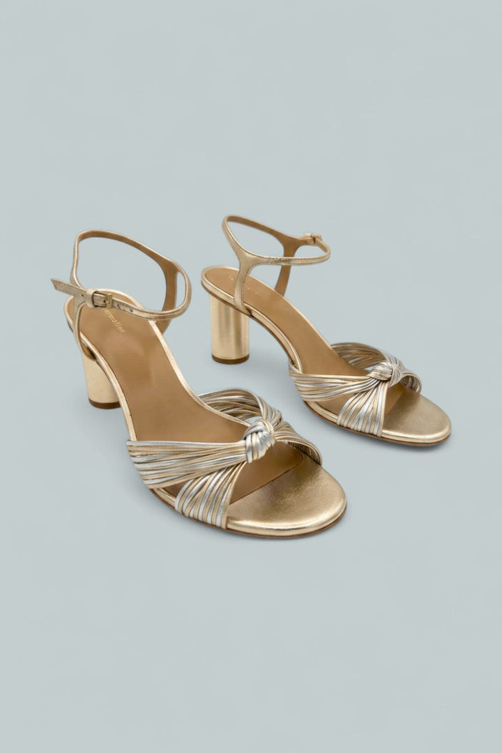 Petra Cylinder Heel Sandals - Gold Silver - 8.5 - Sandal