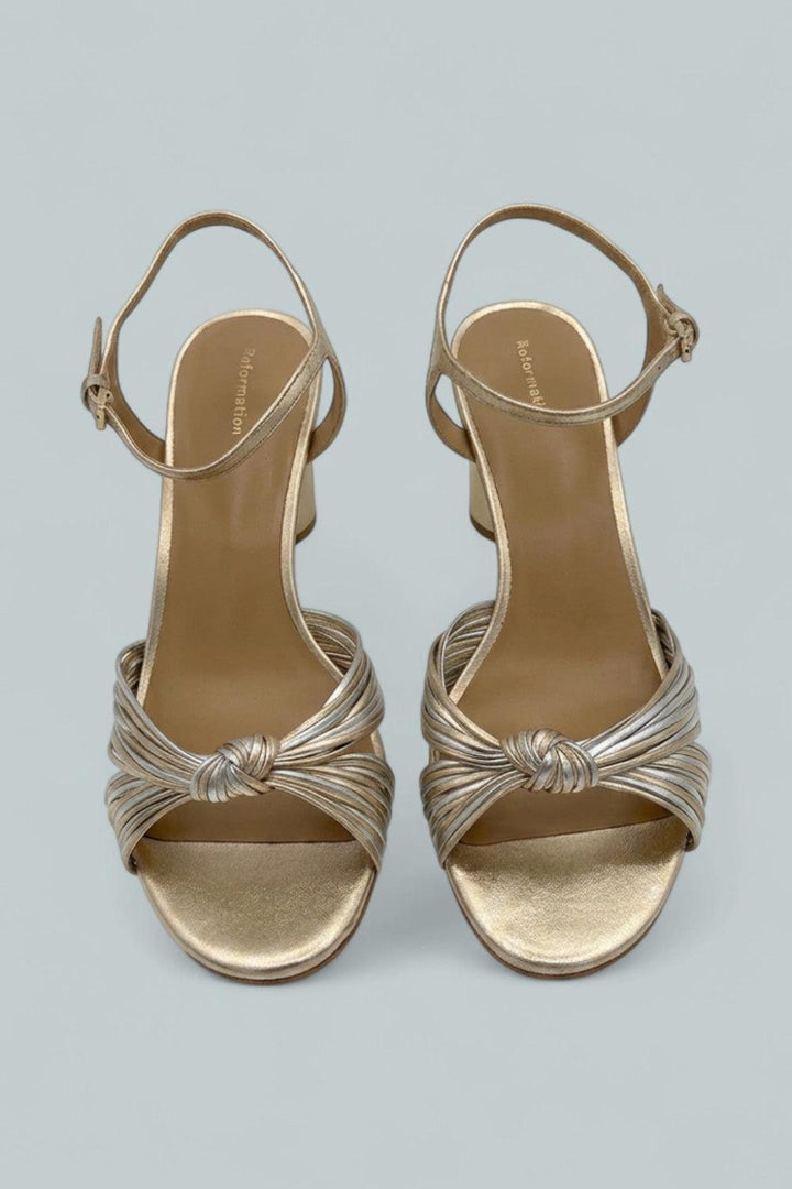 Petra Cylinder Heel Sandals - Gold Silver - 8.5 - Sandal