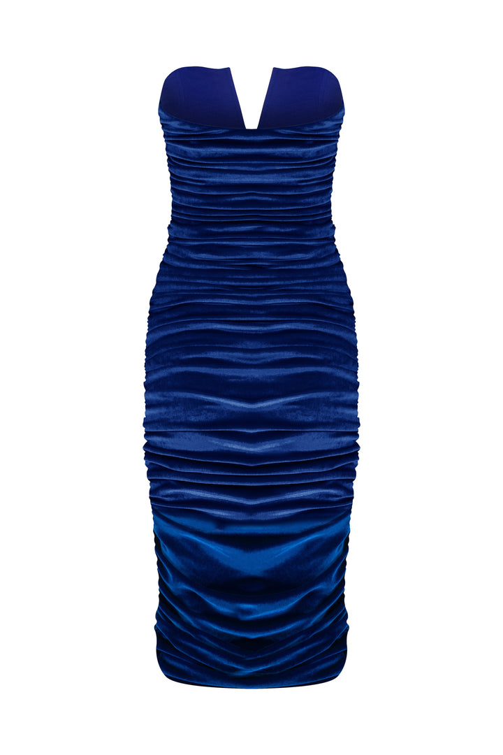 Luce Velvet Midi Dress - Blue
