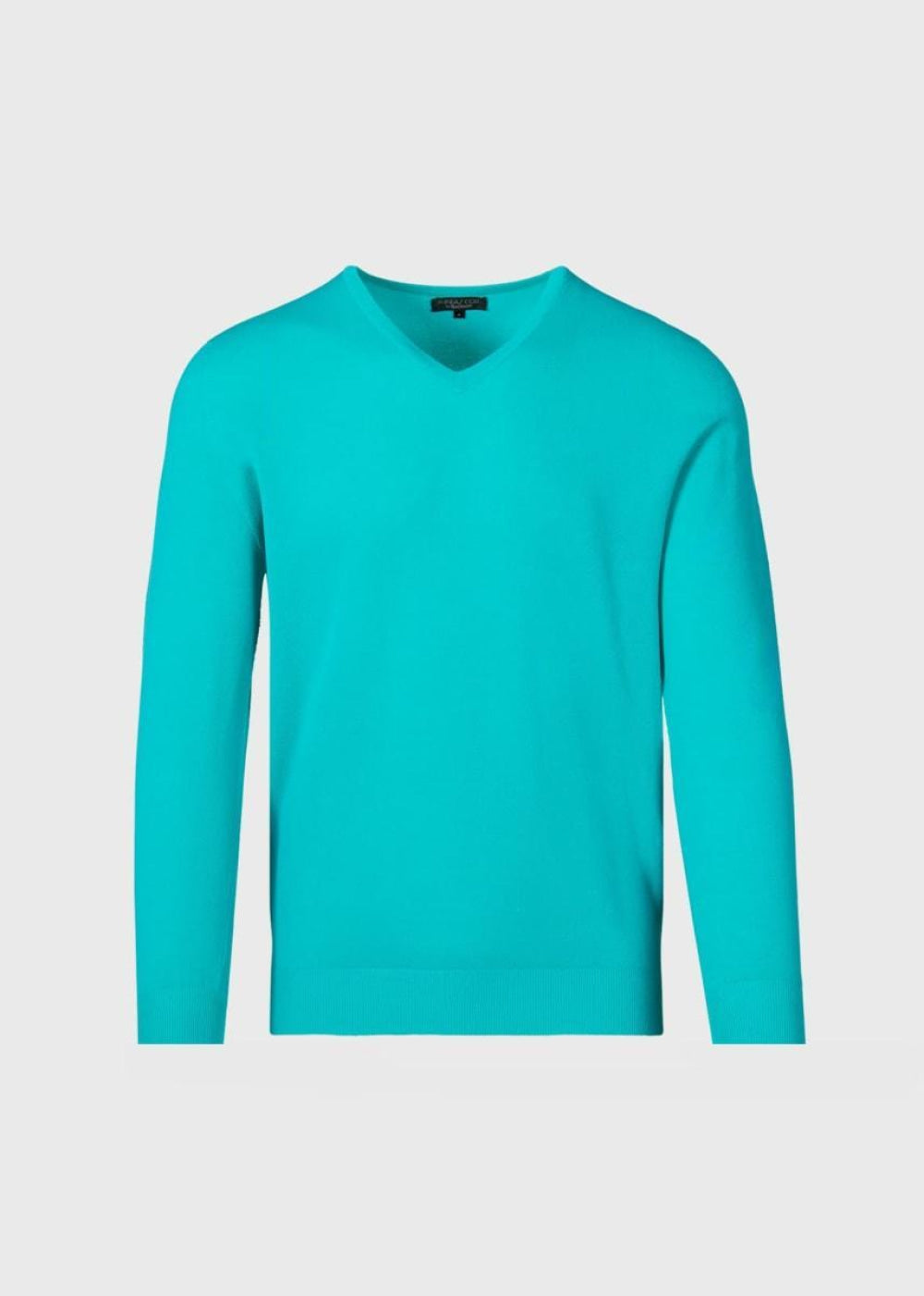 Phineas Cole Cotton Piqué V-Neck Sweater - Turquoise - XXL (46) - Sweater