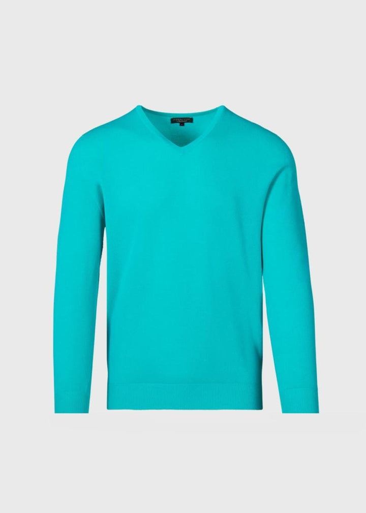 Phineas Cole Cotton Piqué V-Neck Sweater - Turquoise - XXL (46) - Sweater