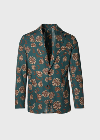 Phineas Cole, Cotton Printed Jacket - Olive - Blazer