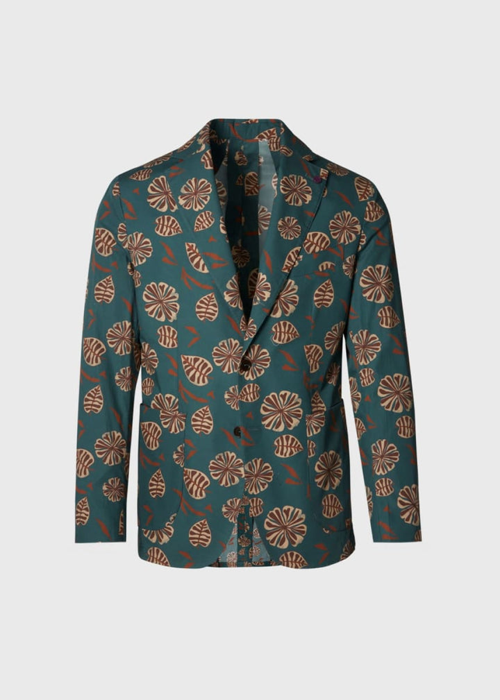 Phineas Cole, Cotton Printed Jacket - Olive - Blazer