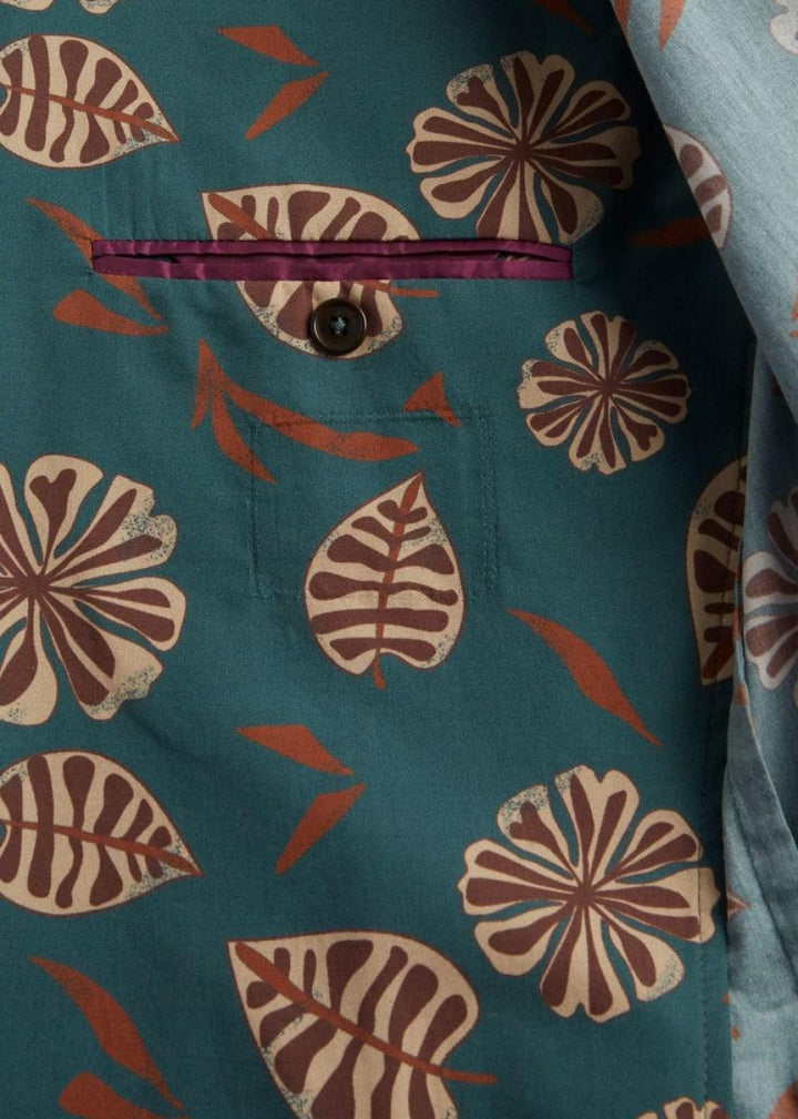 Phineas Cole, Cotton Printed Jacket - Olive - Blazer