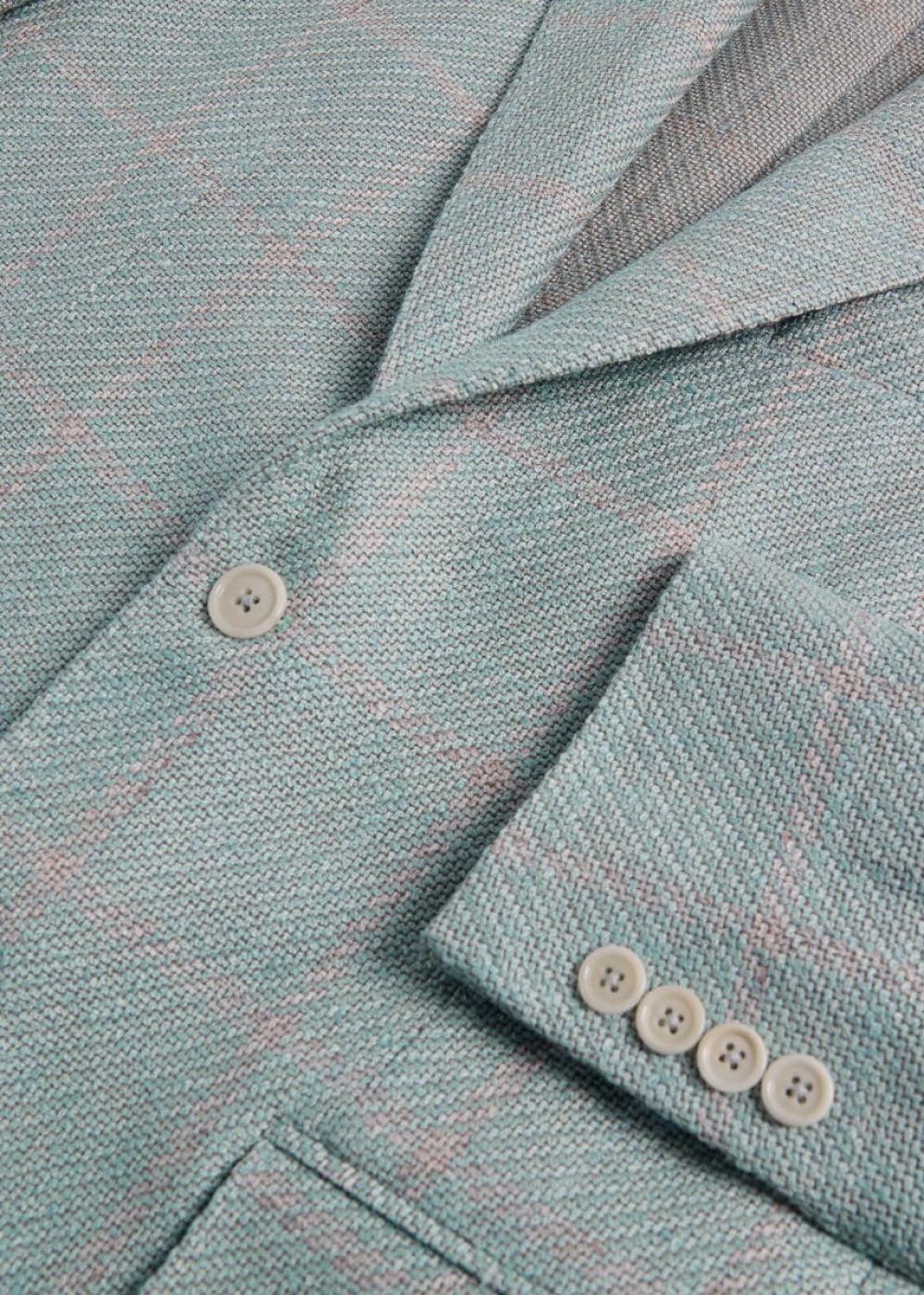 Phineas Cole Faded Windowpane Jacket - Seafoam - Blazer