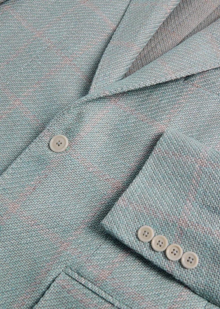 Phineas Cole Faded Windowpane Jacket - Seafoam - Blazer