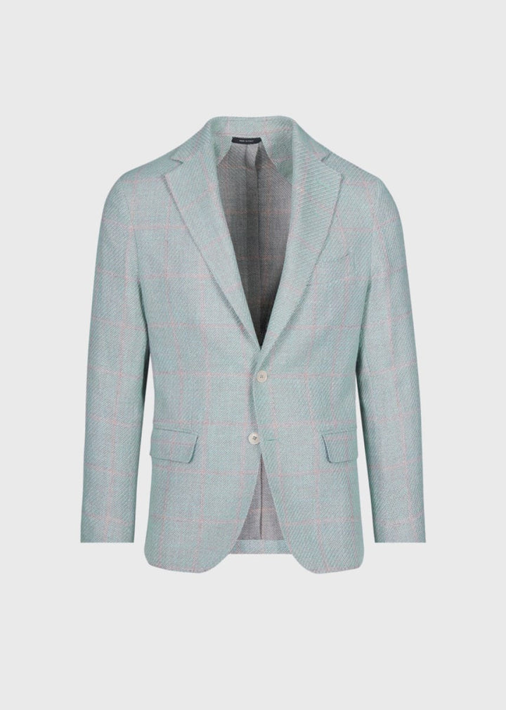 Phineas Cole Faded Windowpane Jacket - Seafoam - Blazer