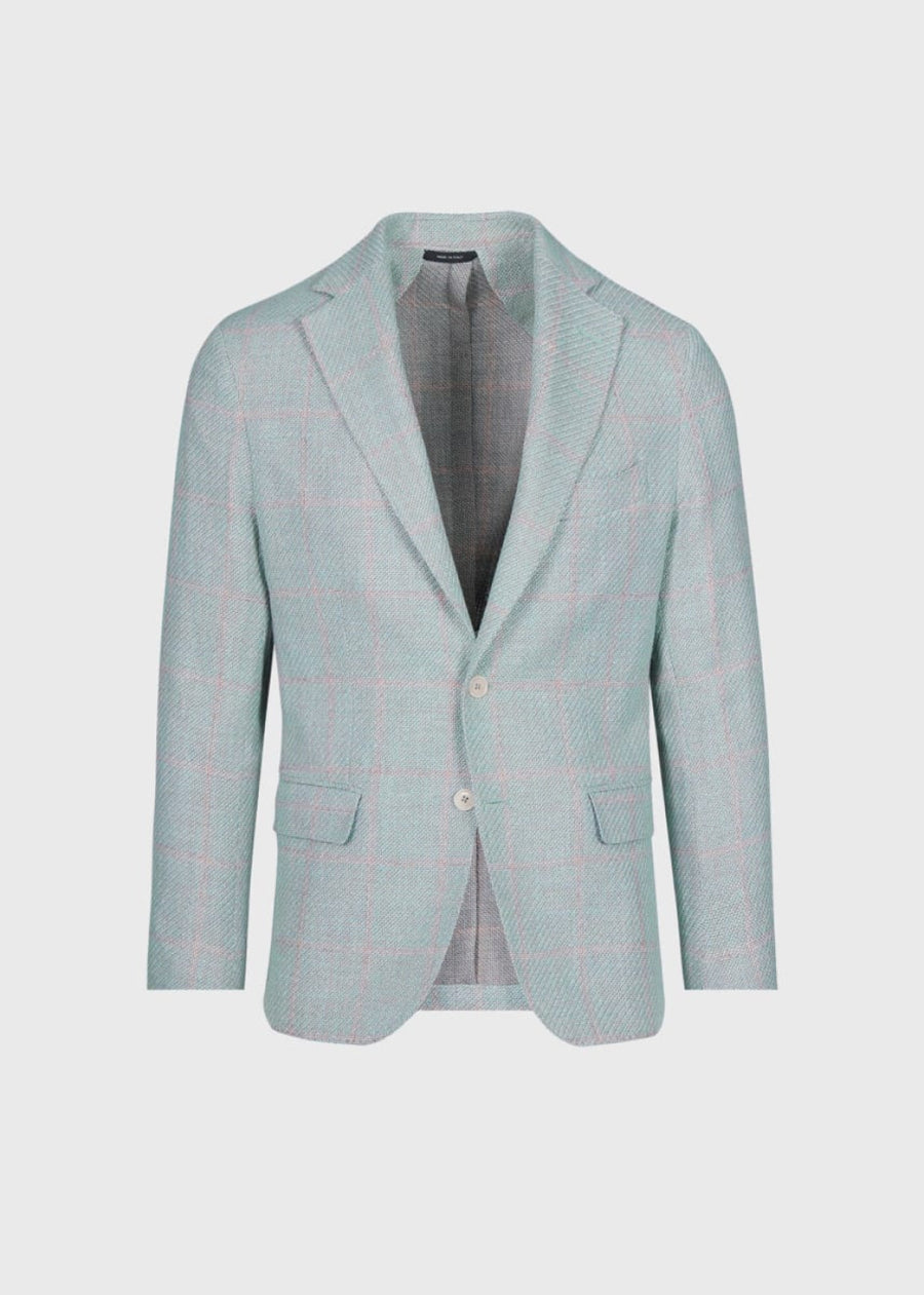 Phineas Cole Faded Windowpane Jacket - Seafoam - Blazer