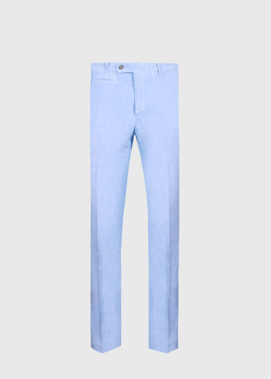 Phineas Cole – Garment Dyed Linen Trouser - Light Blue - 32 - Trouser
