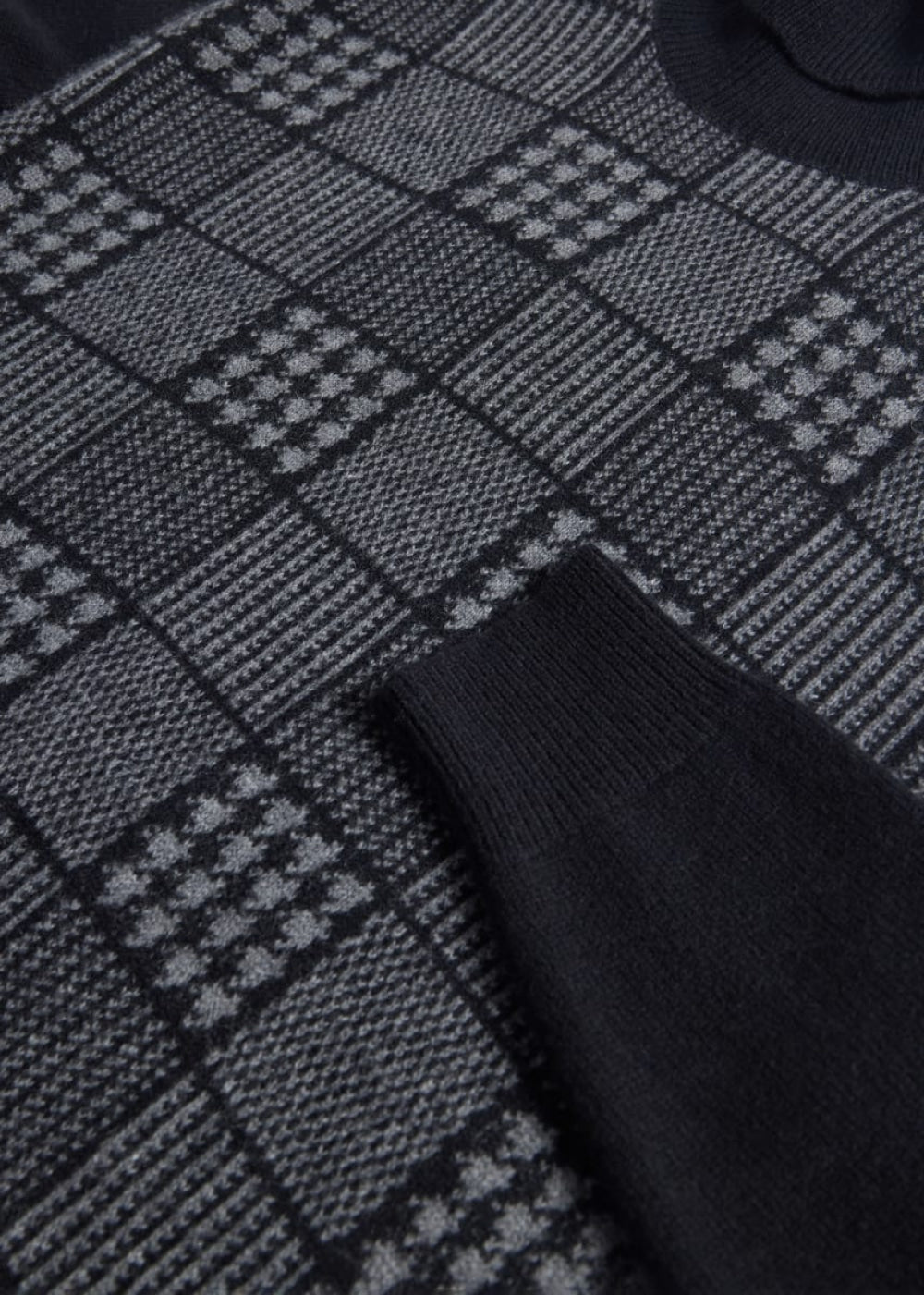 Phineas Cole Glen Plaid Turtleneck Sweater - Black/Charcoal - Turtleneck