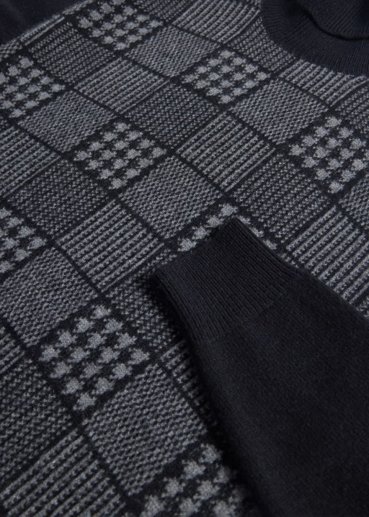 Phineas Cole Glen Plaid Turtleneck Sweater - Black/Charcoal - Turtleneck