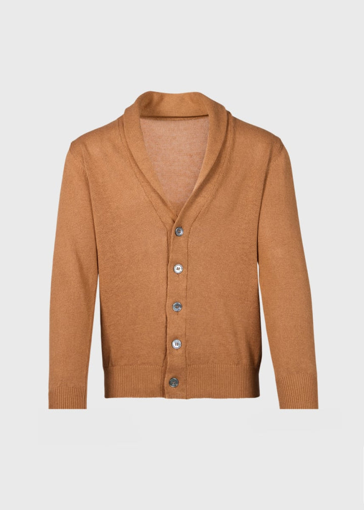 Phineas Cole Linen & Cotton Cardigan - Brown Sugar - M (40) - Cardigan