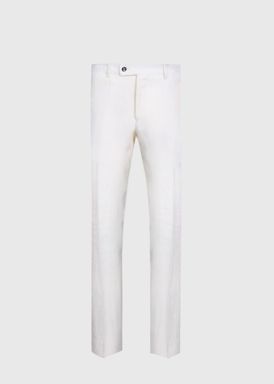 Phineas Cole Linen Dress Trouser - White - Trouser
