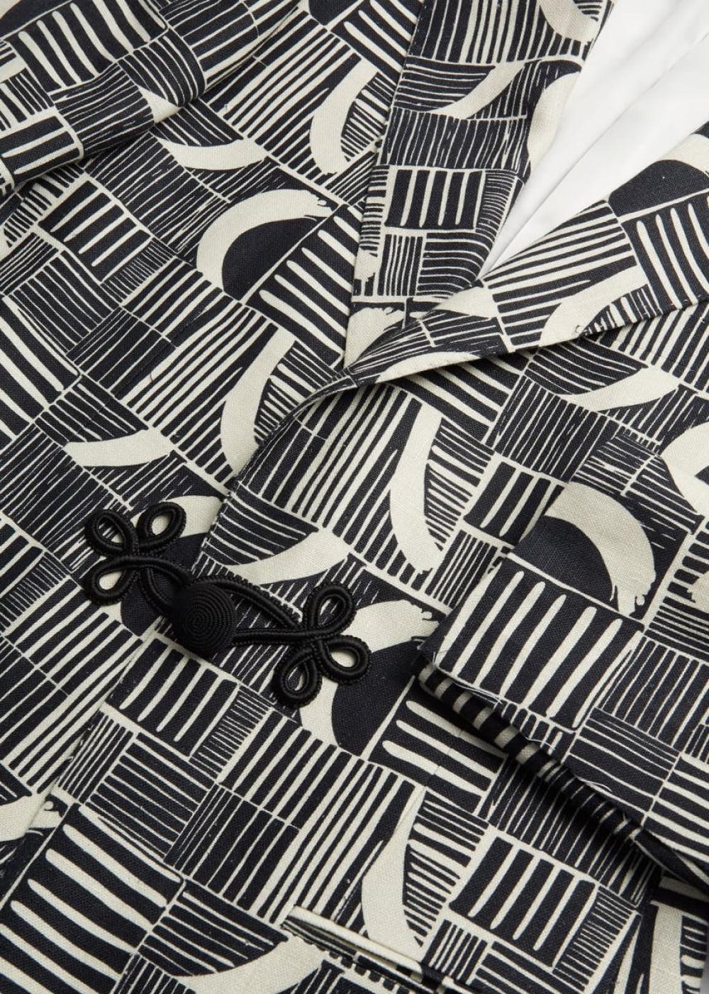 Phineas Cole Linen Print Dinner Jacket - Black/White - Blazer