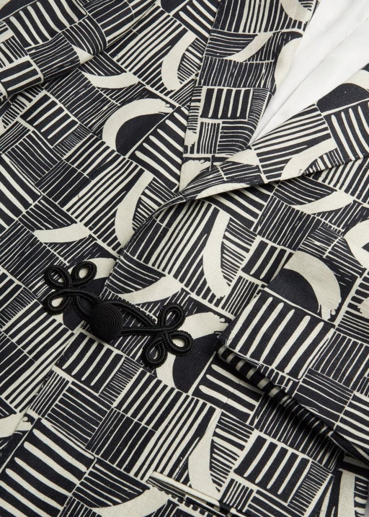 Phineas Cole Linen Print Dinner Jacket - Black/White - Blazer