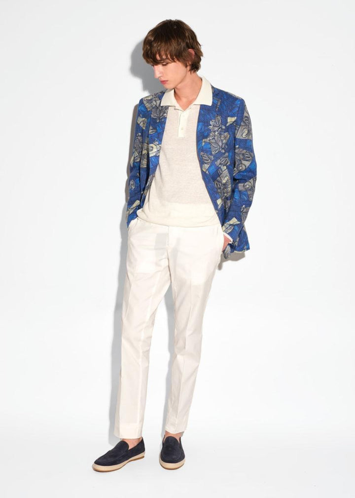Phineas Cole Linen Printed Jacket - Blue - Blazer