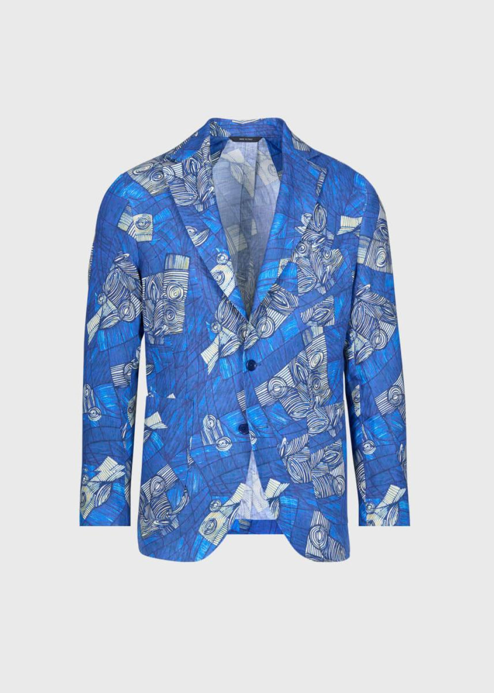 Phineas Cole Linen Printed Jacket - Blue - Blazer