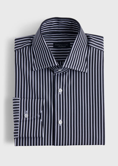 Phineas Cole Stripe Cotton Dress Shirt - Black/White - Dress Shirt