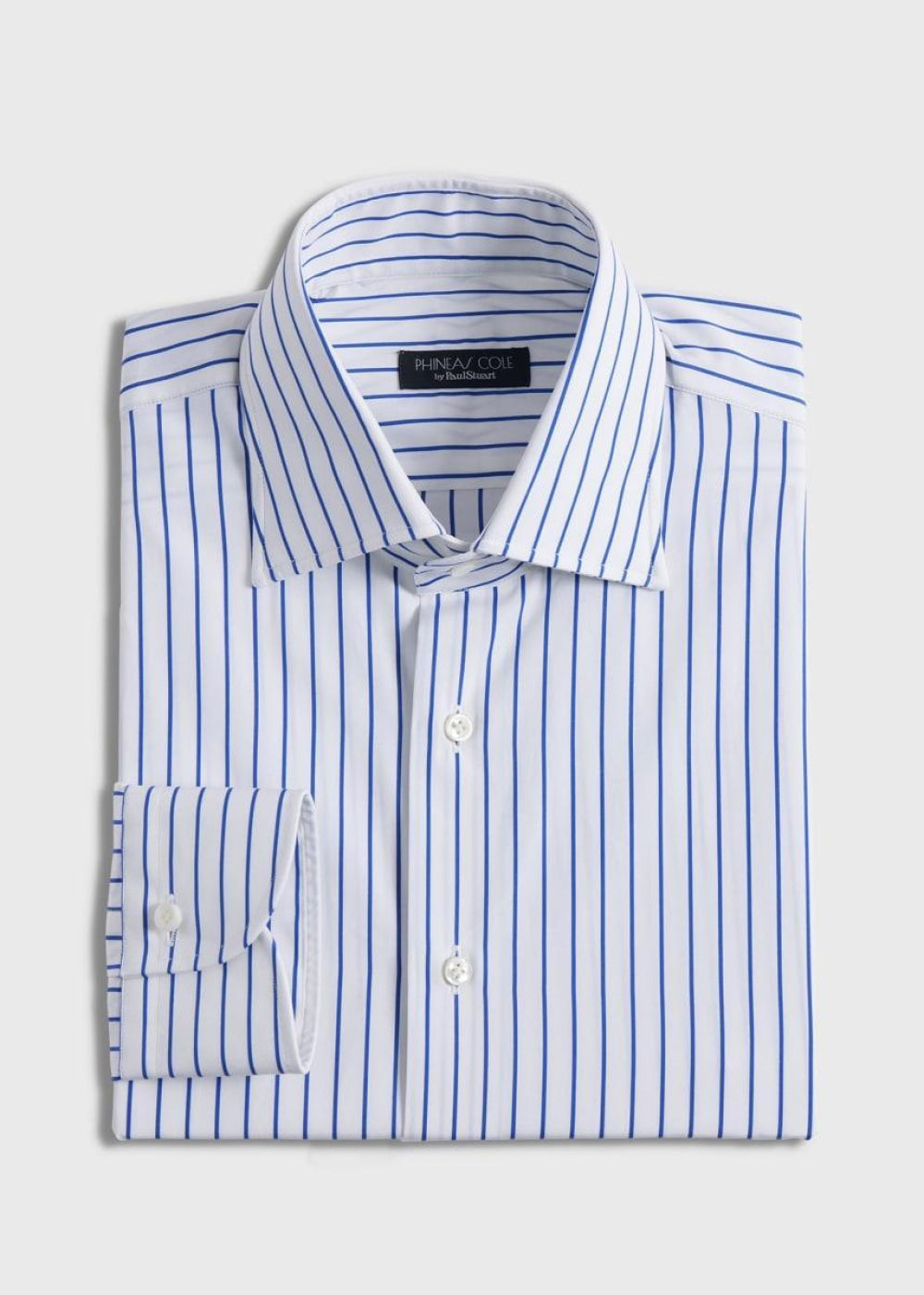 Phineas Cole Stripe Cotton Dress Shirt - White/Blue - 14.5 (33 Sleeve) - Dress Shirt