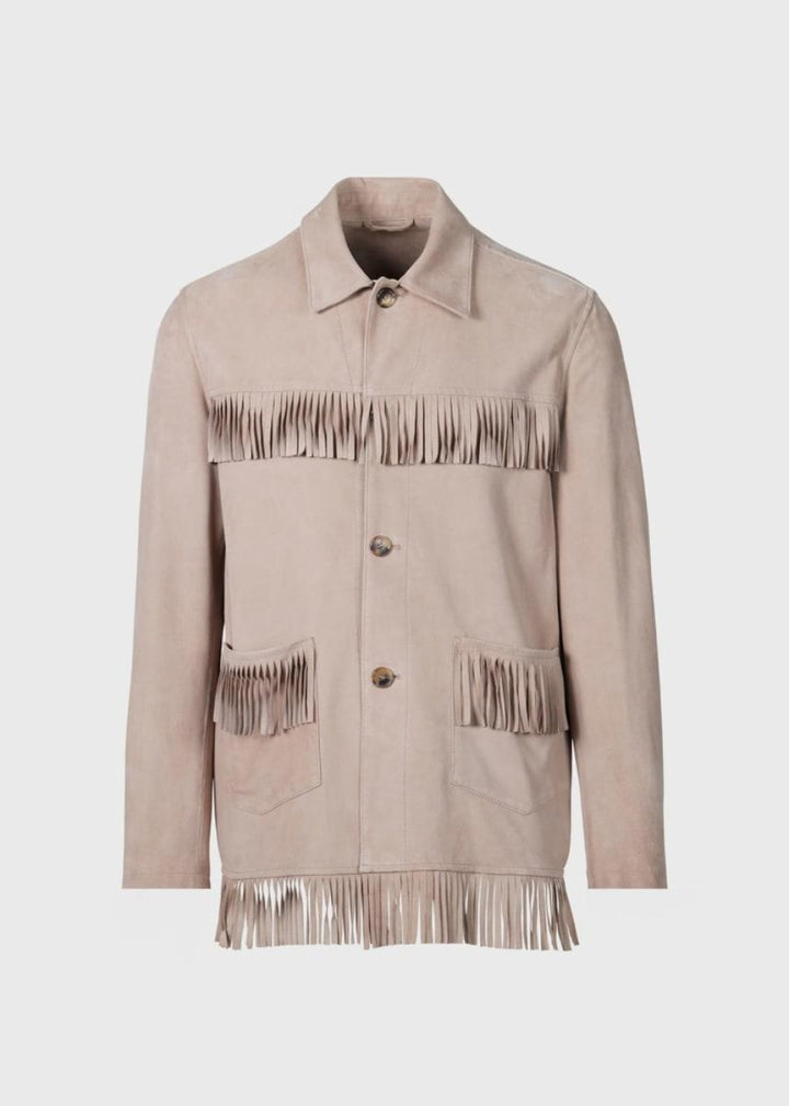 Phineas Cole Suede Fringed Jacket - Tan - Jacket