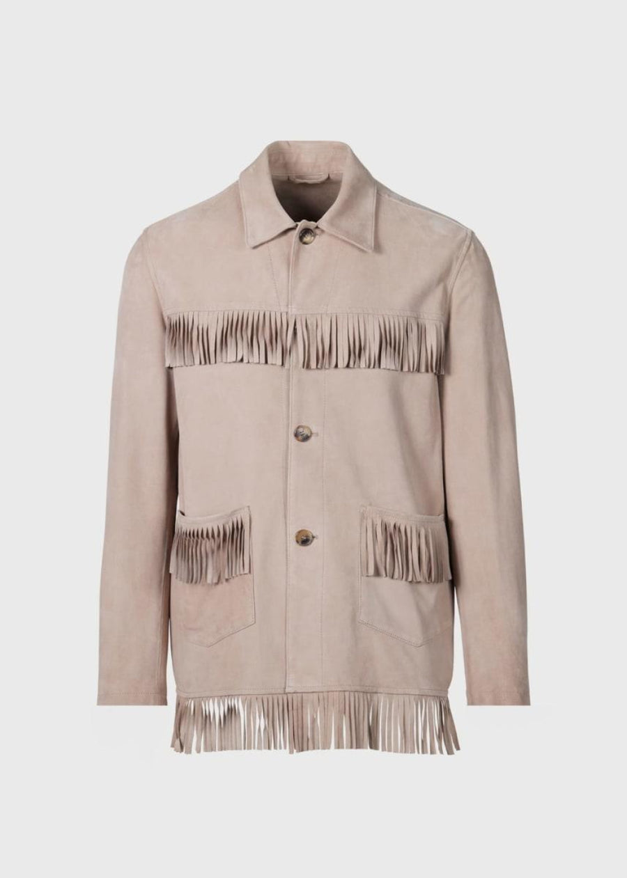 Phineas Cole Suede Fringed Jacket - Tan - Jacket
