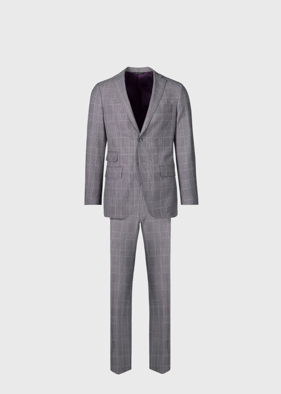Phineas Cole Super 120s Wool Plaid Suit - Grey - 42 (Long) - Suit