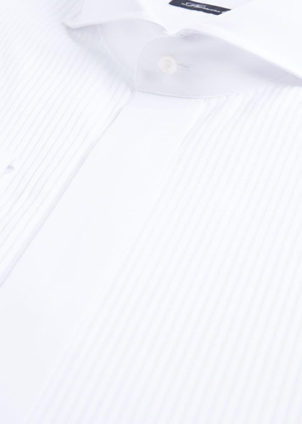 Phineas Cole Tonal Stripe Bib Front Tuxedo Shirt - White - Collared Shirt