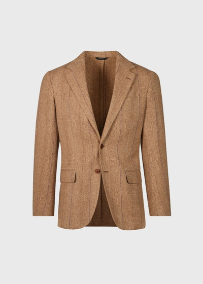 Phineas Cole Wool Deco Herringbone Jacket - Camel - Blazer