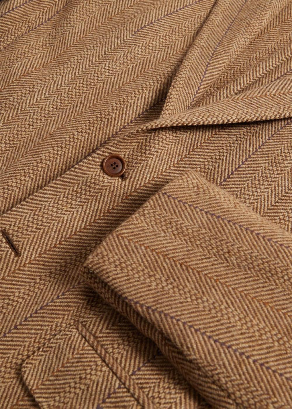 Phineas Cole Wool Deco Herringbone Jacket - Camel - Blazer