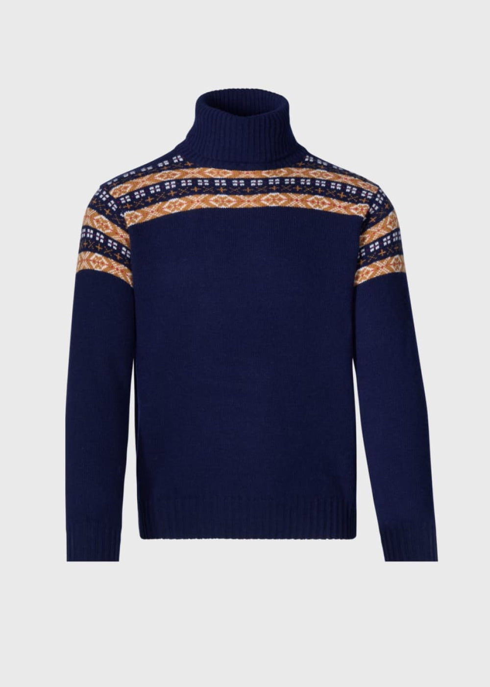 Phineas Cole Wool Fair Isle Turtleneck Sweater - Navy - Turtleneck