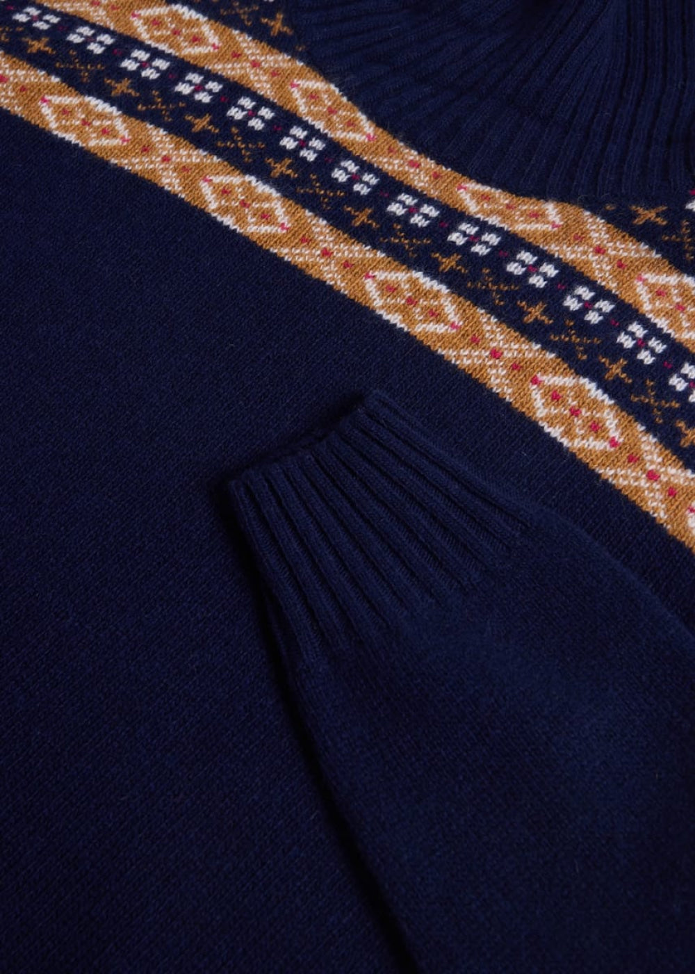 Phineas Cole Wool Fair Isle Turtleneck Sweater - Navy - Turtleneck