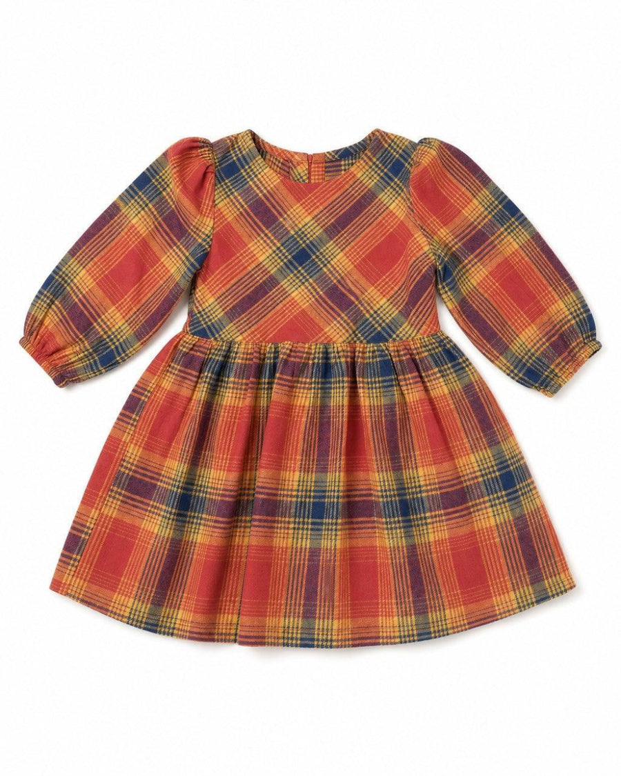 Phoebe Dress - Orange Winter Plaid - Dresses