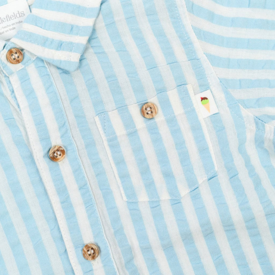 Picnic Seersucker Shirt - Sky Blue - Shirt
