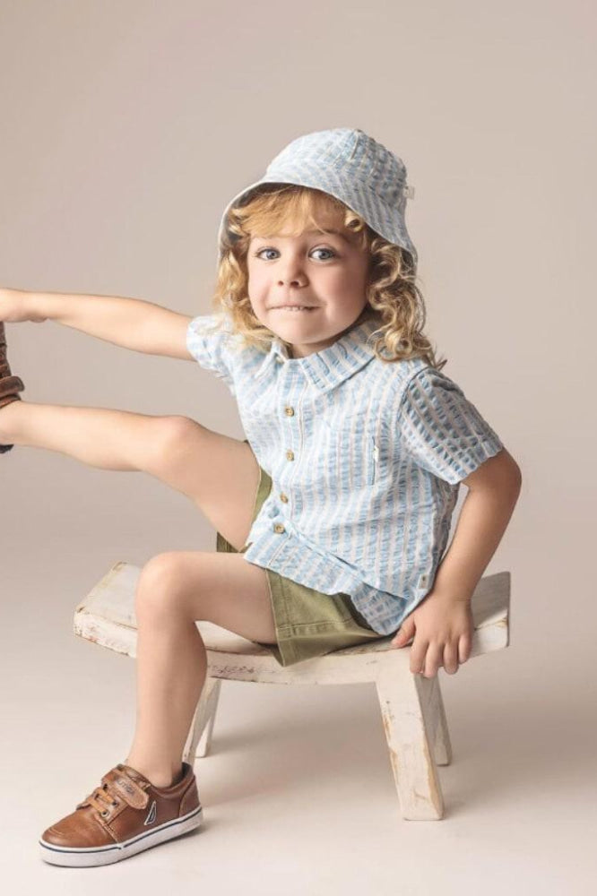 Picnic Seersucker Shirt - Sky Blue - Shirt