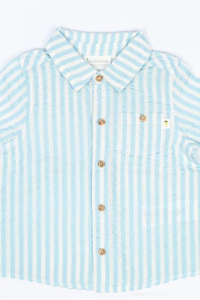 Picnic Seersucker Shirt - Sky Blue - Shirt