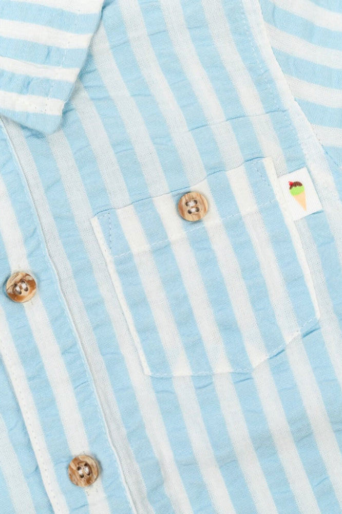 Picnic Seersucker Shirt - Sky Blue - Shirt